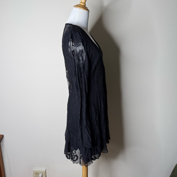 Free People Black Reign Over Me Lace Mini Flare Dress - Picture 6 of 8